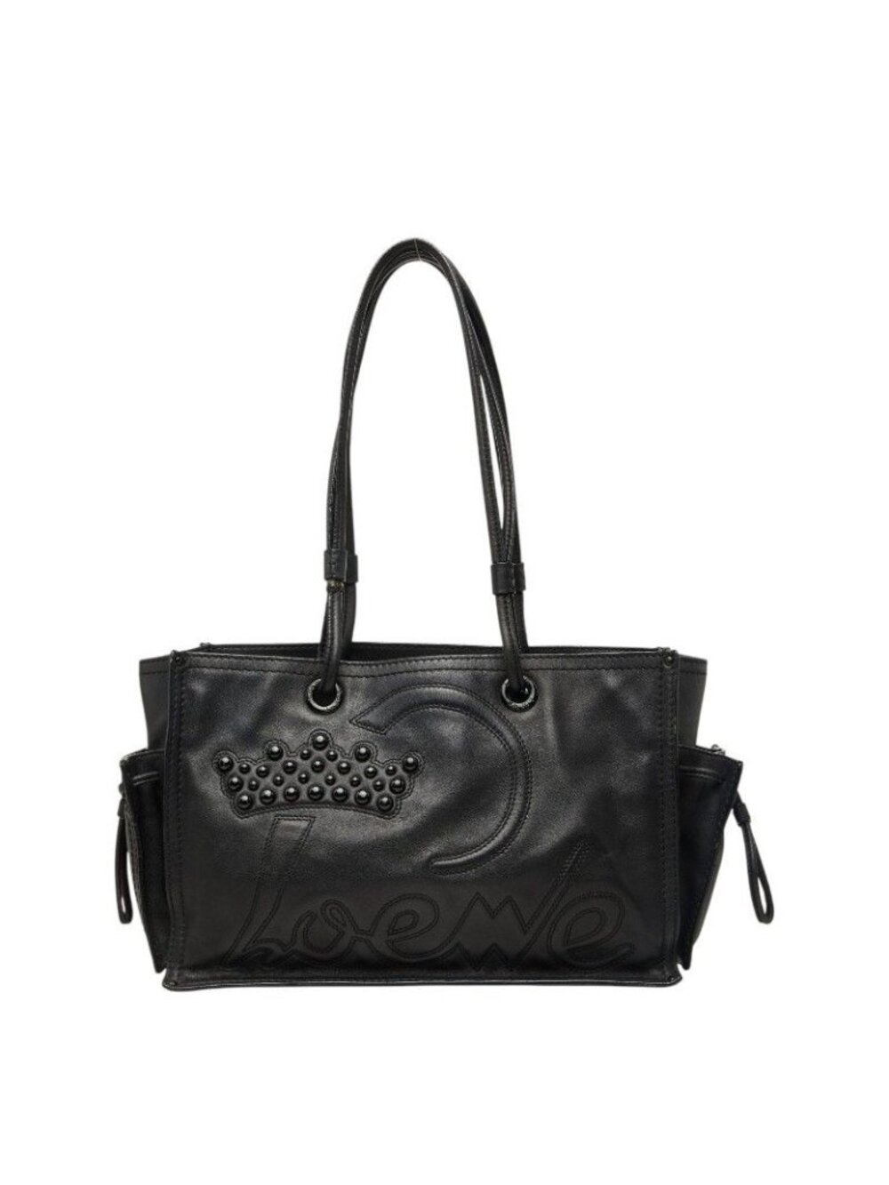 Loewe Tote Shoulder Bag Black Leather